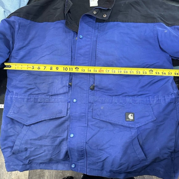 Vintage Carhartt Men 2XL Blue Anorak Rain Jacket Coat Mesh Lined Workwear - Picture 14 of 15